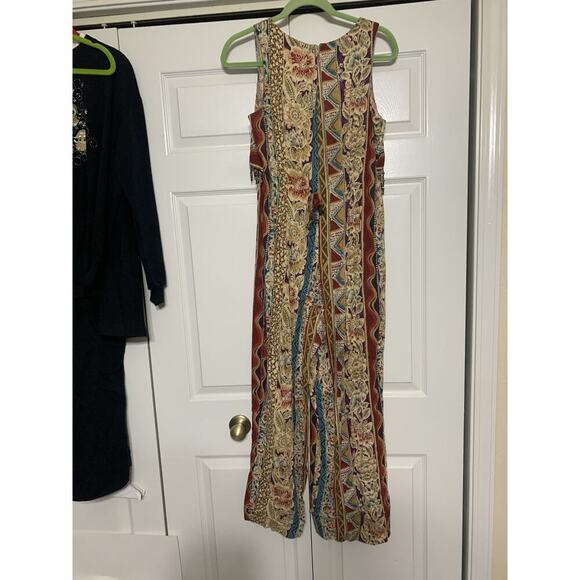 Vintage Clues Collection Boho Hippie Peasant Ethnic Beaded Trim Jumpsuit 6 - Picture 8 of 9
